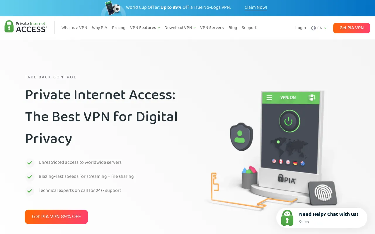 Capture d'écran de Private Internet Access