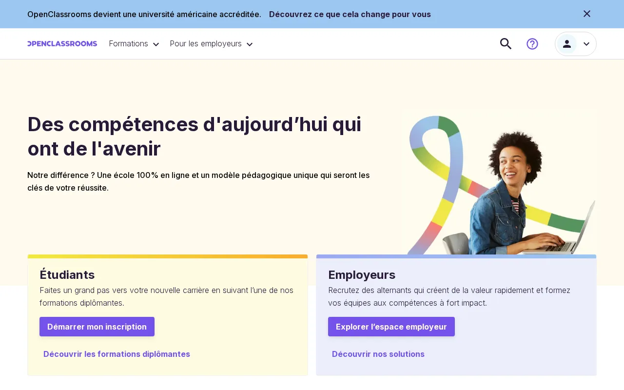 Capture d'écran de OpenClassrooms