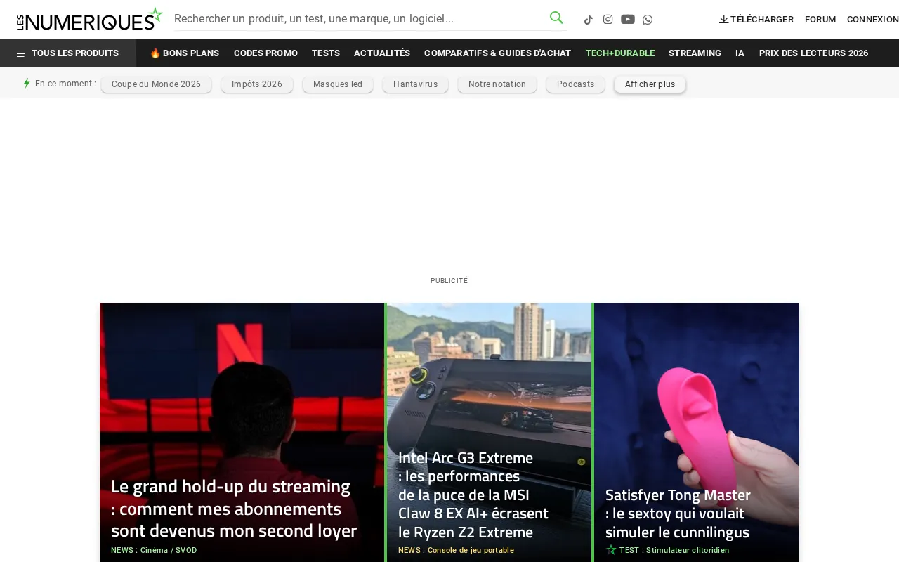 Capture d'écran de Les Numériques