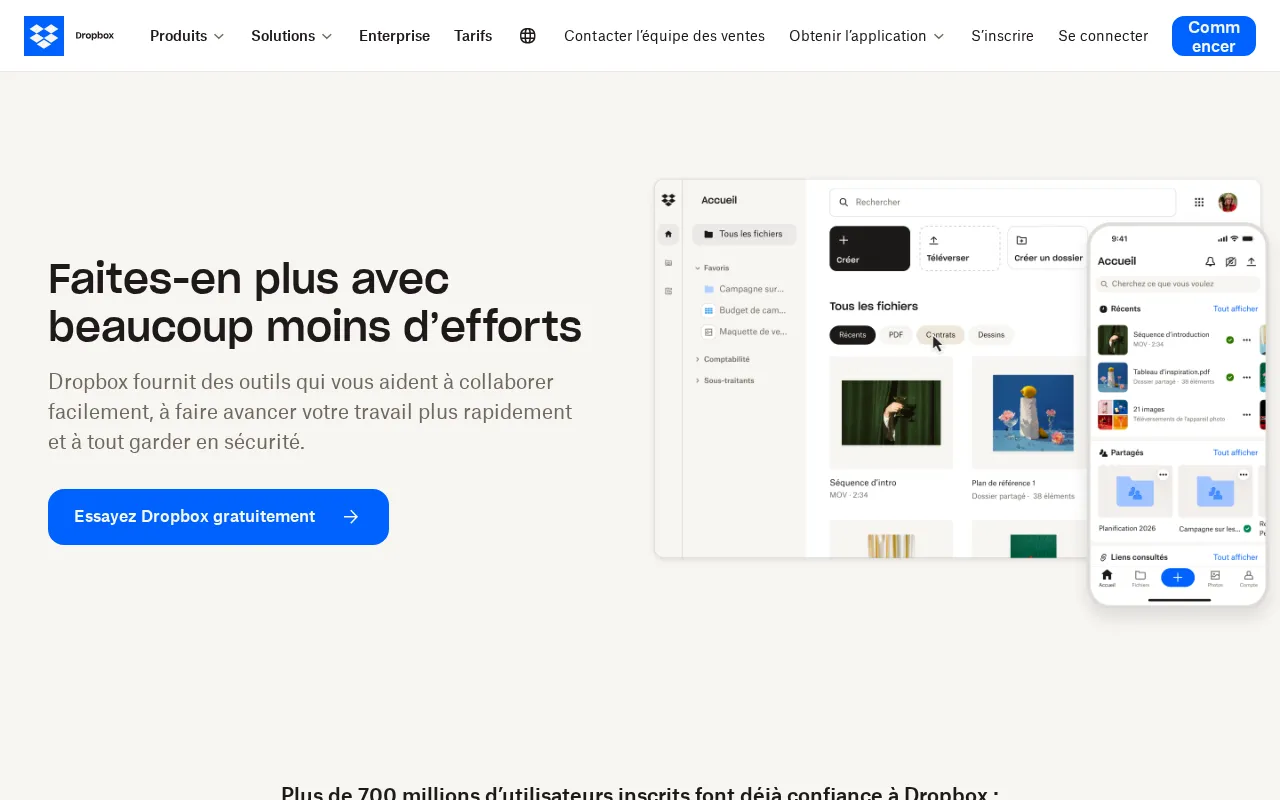 Capture d'écran de Dropbox
