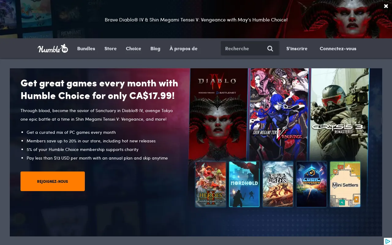 Capture d'écran de Humble Bundle