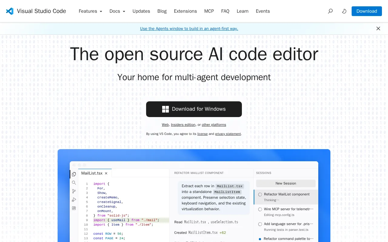 Capture d'écran de Visual Studio Code