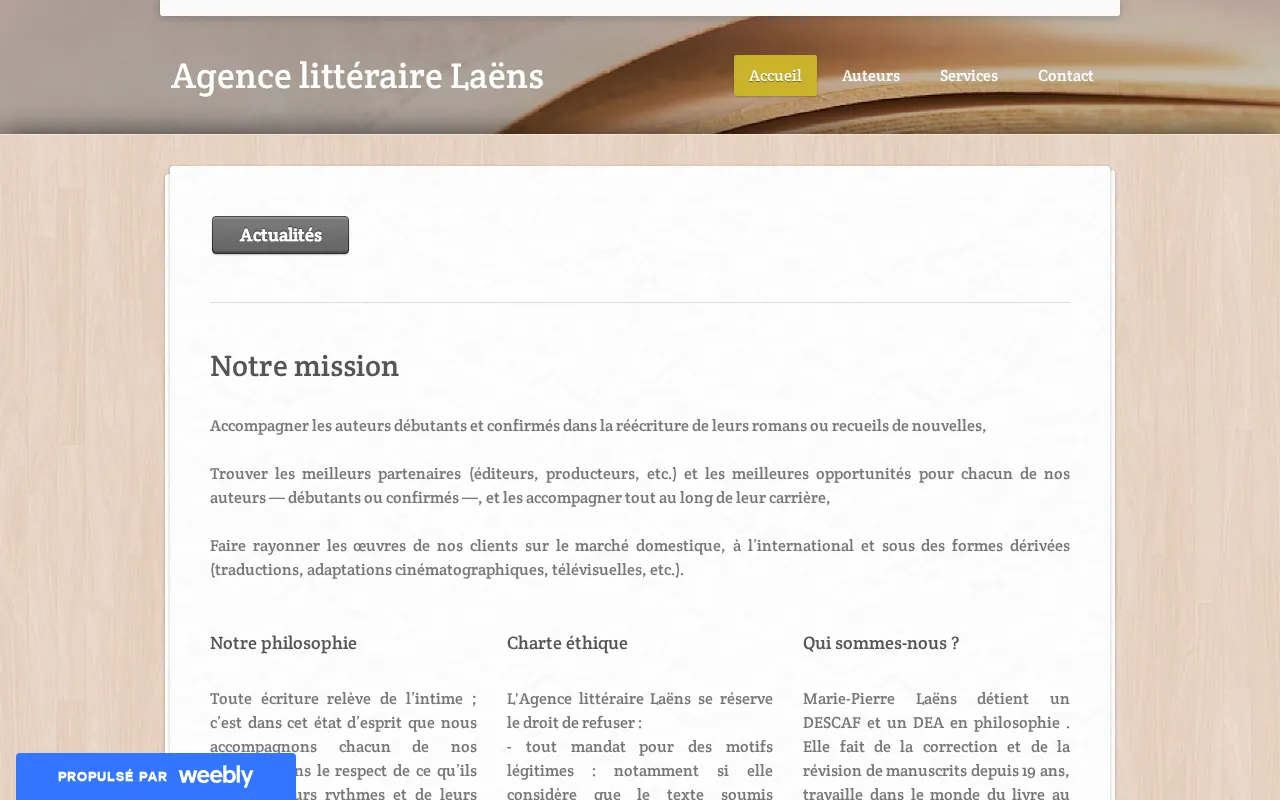 Capture d'écran de Agence littéraire Laëns