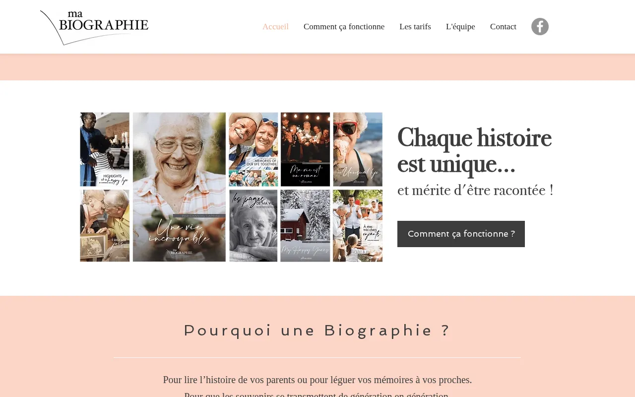 Capture d'écran de MaBiographie.ca
