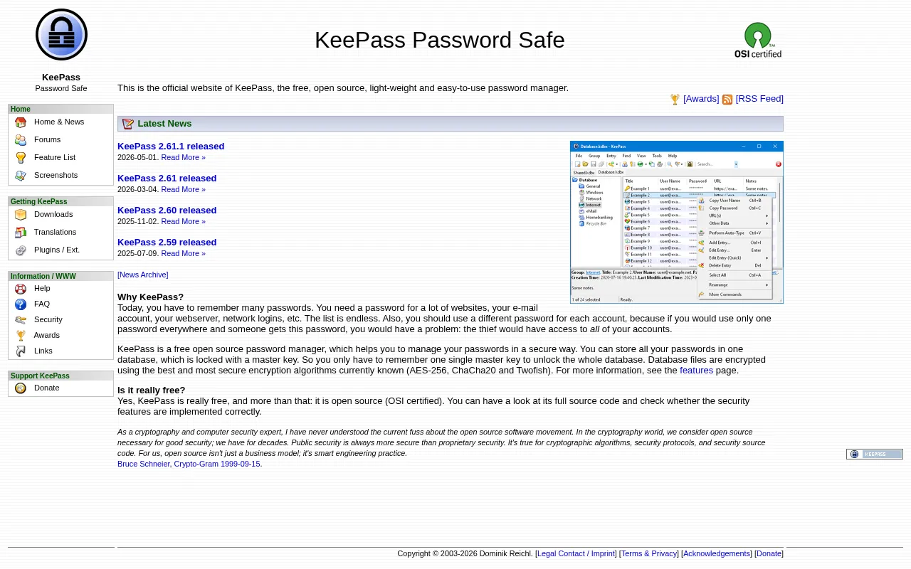 Capture d'écran de KeePass Password Safe