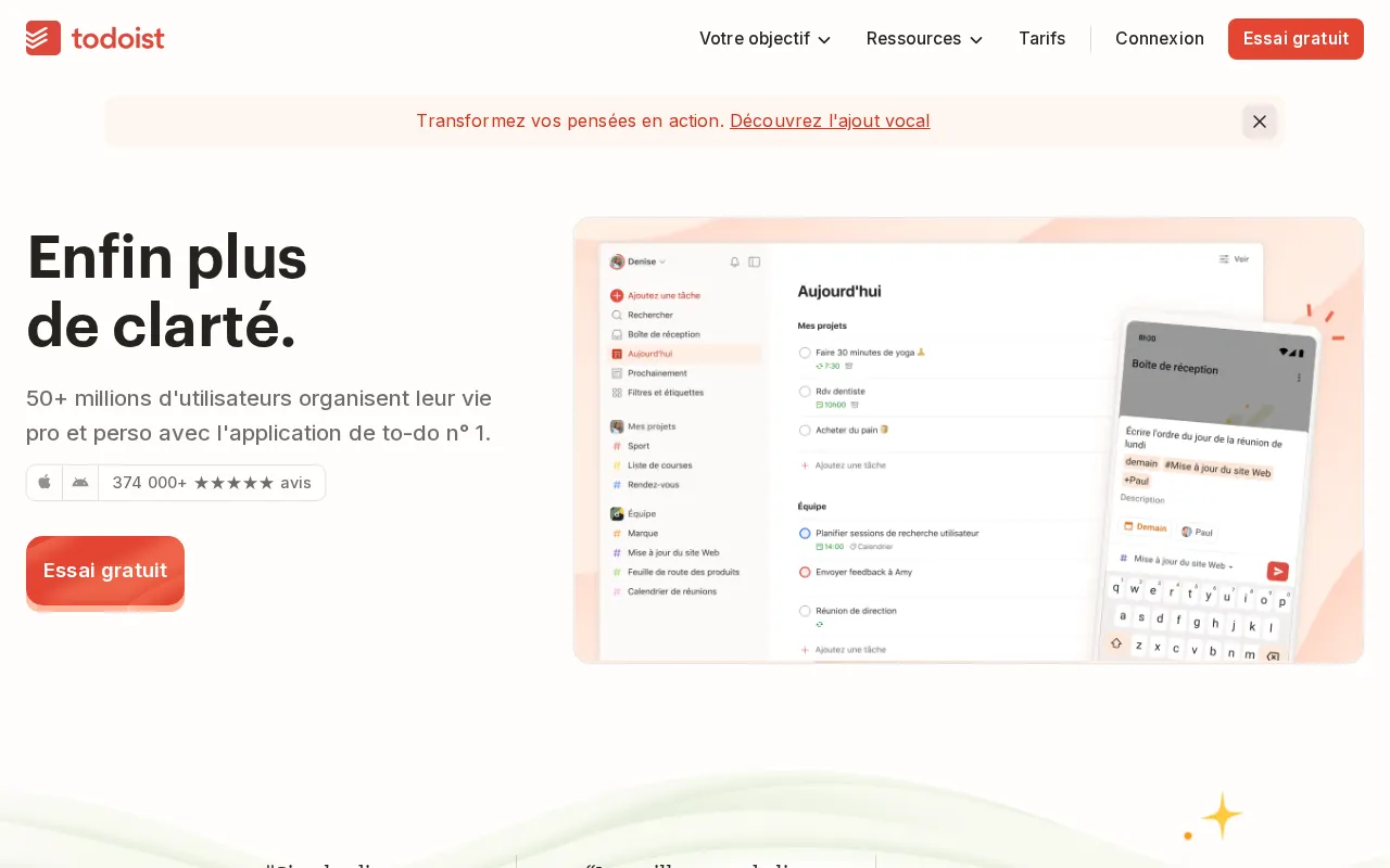 Capture d'écran de Todoist