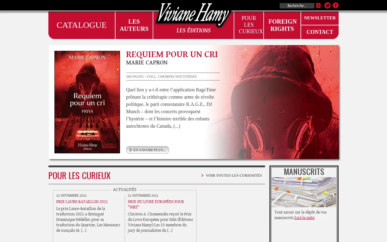 Capture d'écran de Editions Viviane Hamy